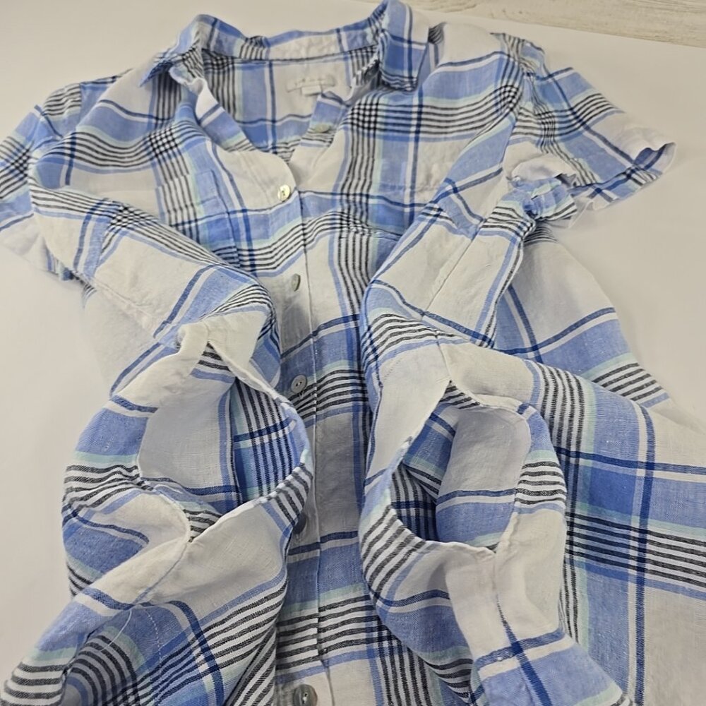 J. Jill Love Linen Plaid Full Button Up Shift‎ Dress WOMEN'S SIZE MEDIUM PETITE. - Picture 9 of 16